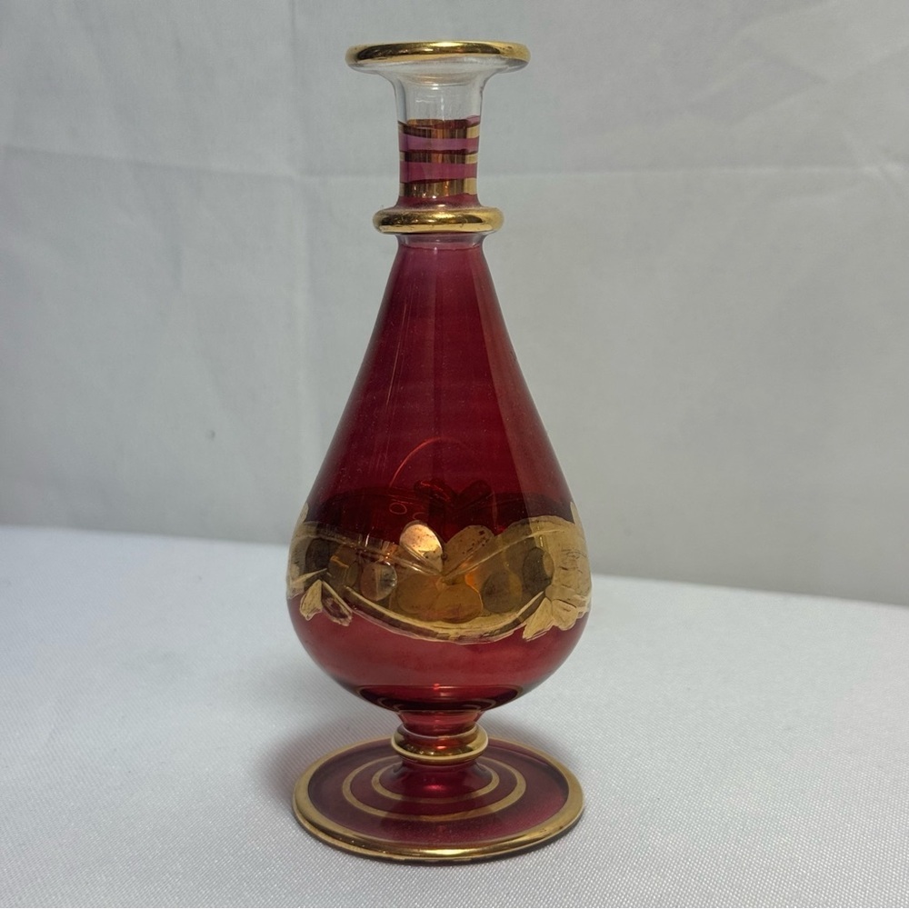Vintage Elegant Boho Egyptian Colorful Handblown Glass Perfume Bottles Set - Picture 8 of 12